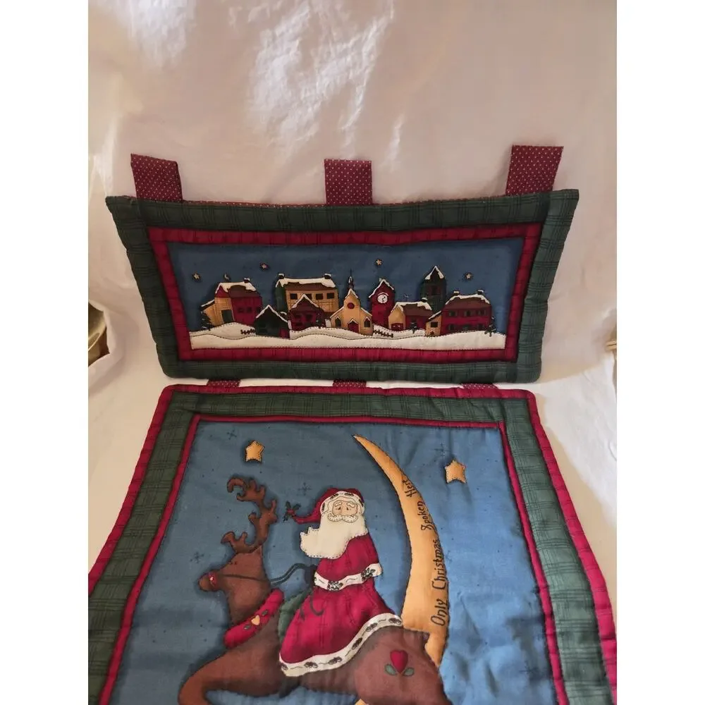 CRANSTON PRINT WORKS Country Christmas LESLIE BECK Wall Hanging Welcome Santa
